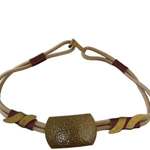 Vintage Women's Unbranded Beige & Burgundy Belt Stretchable OS